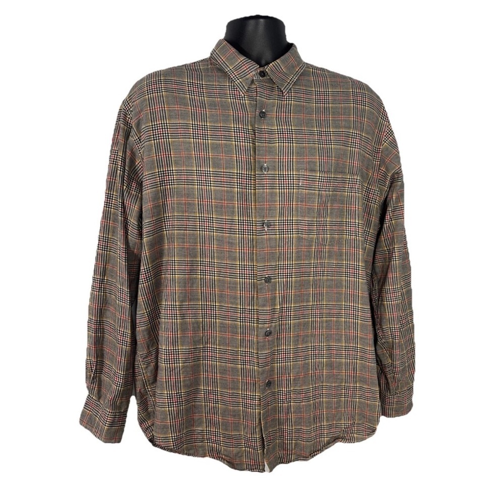 Vintage J. Crew casual Button down shirt Men’s Large Plaid Wool/Cotton W/ Pocket